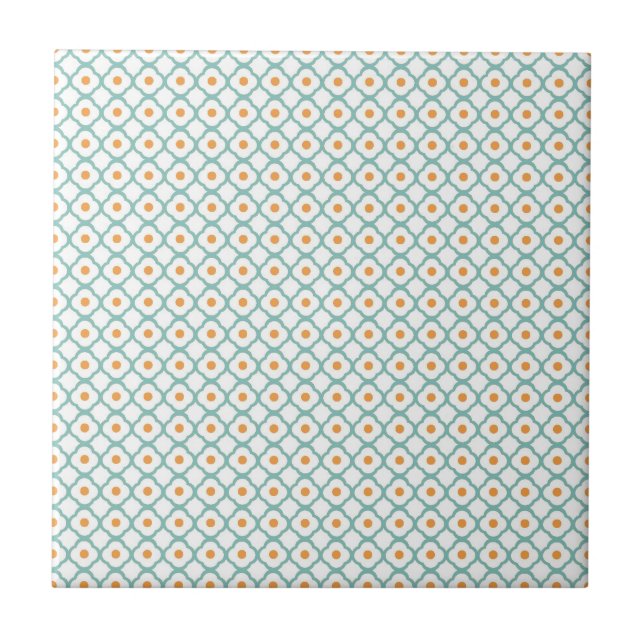 Vintage Teal Quatrefoil and Dots Tile (Front)