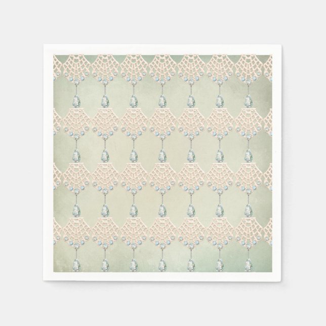 Vintage teal rhinestones victorian elegant chic napkin (Front)