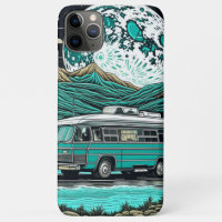 Vintage Teal RV Camper in the Mountains