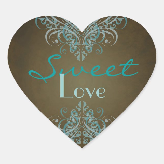 Vintage Teal Scroll Brown Candy Buffet Sticker (Front)