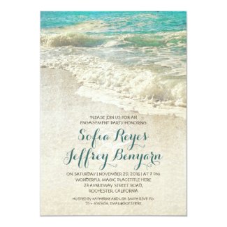 vintage teal sea beach engagement party invitation