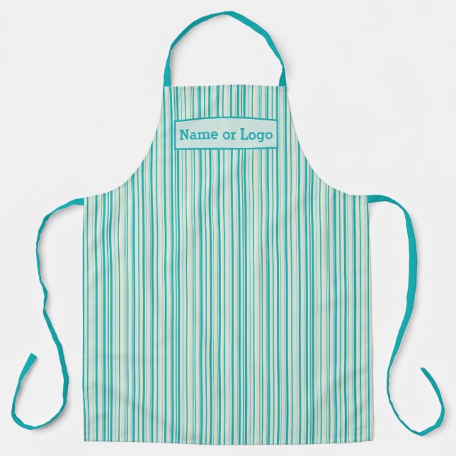 Vintage Teal Striped Beautiful Apron (Front)