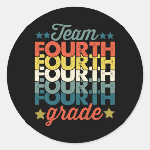 Vintage Team 4th Fourth Grade Byck To School Teach Classic Round Sticker