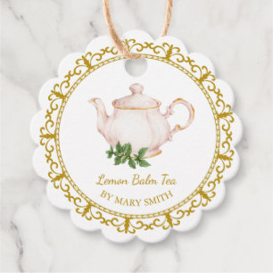 Vintage Teapot Homemade Lemon Balm Tea Hang Tag