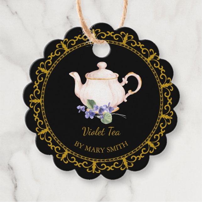 Vintage Teapot Homemade Violet Tea Hang Tag (Front)