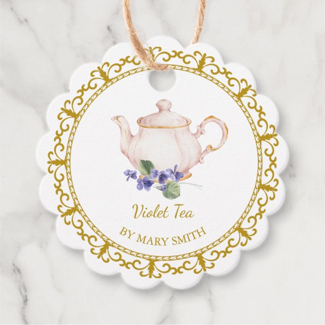 Vintage Teapot Homemade Violet Tea Hang Tag (Front)