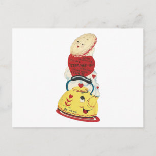 Vintage Teapot Valentine Holiday Postcard