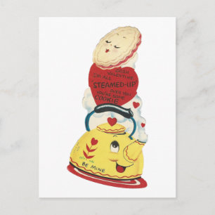 Vintage Teapot Valentine Holiday Postcard