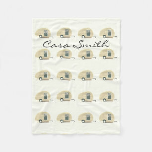 Vintage teardrop trailer gypsy caravan fleece blanket