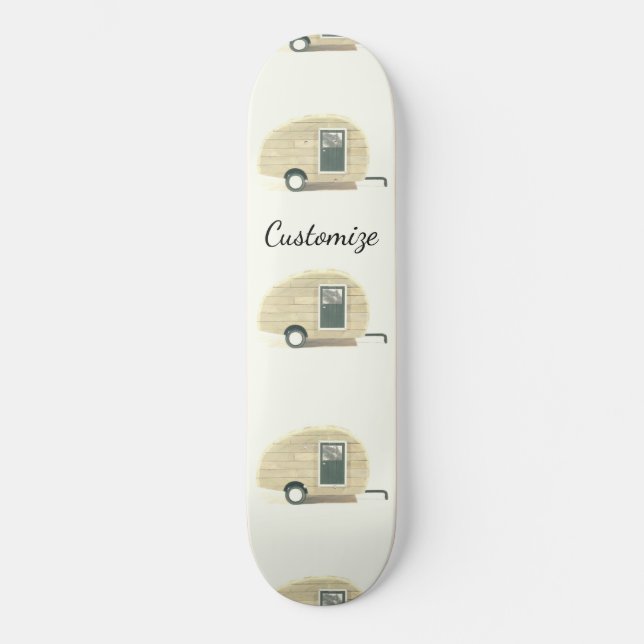 Vintage teardrop trailer gypsy caravan skateboard (Front)