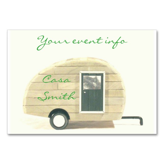 Vintage teardrop trailer  gypsy caravan table number (Front)