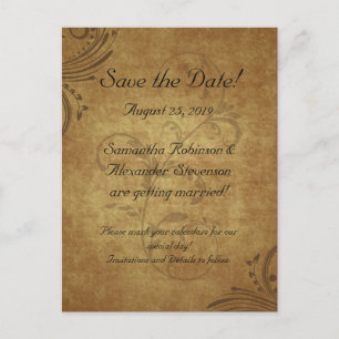 Vintage Teastain Swirl Enregistrer la carte Date