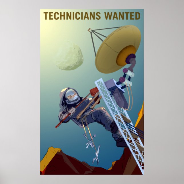 Vintage Technicians Wanted Mars Recruitment Poster (Front)