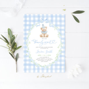 Vintage Teddy Bear Baby Shower Boy Invitation