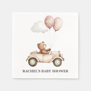 Vintage Teddy Bear Car Baby Shower Napkins 