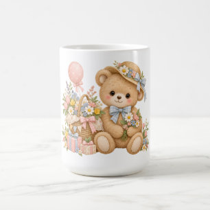 Vintage Teddy Bear Celebration with Wildflowers  Coffee Mug