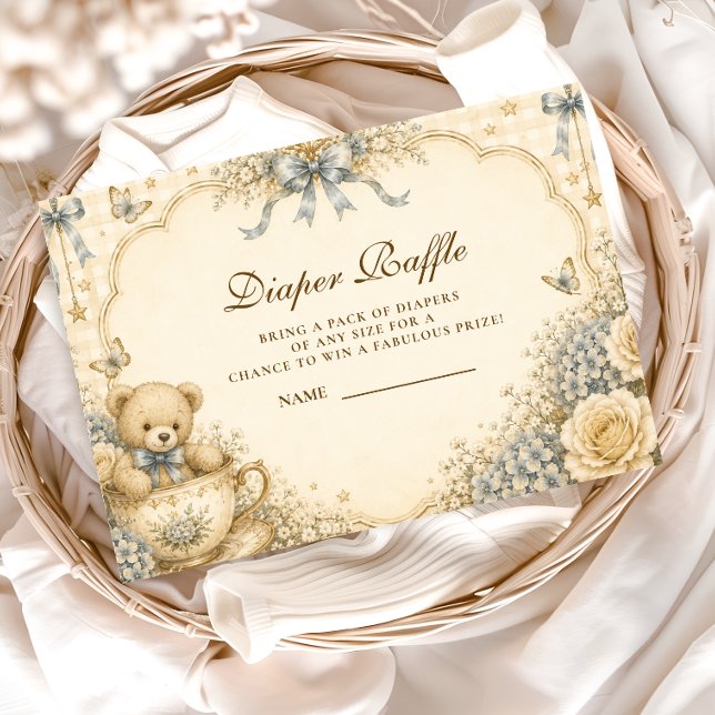 Vintage Teddy Bear Diaper Raffle Enclosure Card (Creator Uploaded)