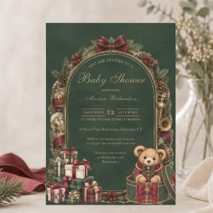 Vintage Teddy Bear Gender Neutral Baby Shower Invitation