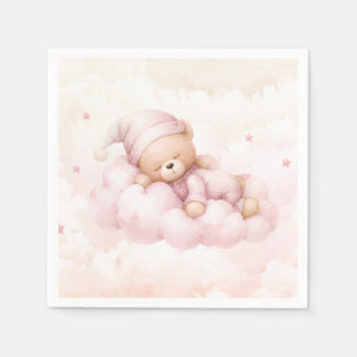 Vintage Teddy Bear Girl Baby Shower Invitation  Napkin