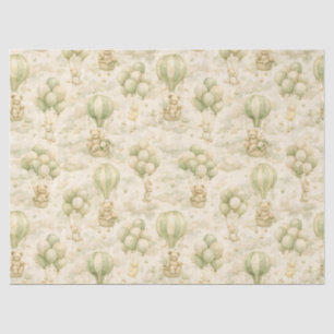Vintage Teddy Bear Hot Air Balloon Cloud Pattern Tissue Paper