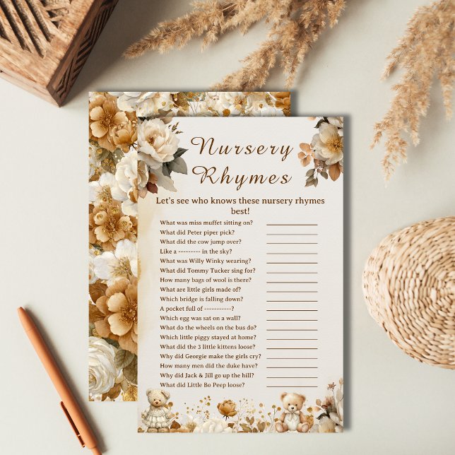 Vintage Teddy Bear Nursery Rhymes Baby Shower Game (Creator Uploaded)