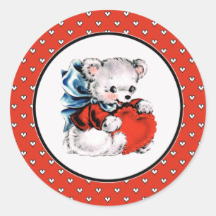 Vintage Teddy Bear Valentine's Day Classic Round Sticker