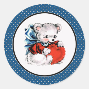 Vintage Teddy Bear Valentine's Day Stickers