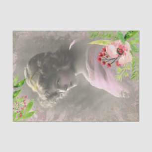 Vintage Teenage Girl Pink Hibiscus Flower Overlay Tissue Paper