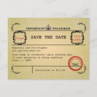 Vintage telegram wedding save the date