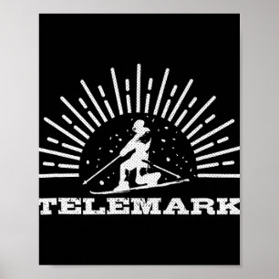 Vintage Telemark Norway Skier Ski Retro Skiing Tel Poster