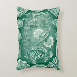 Vintage Teleostei Shells and Fish by Ernst Haeckel Accent Pillow