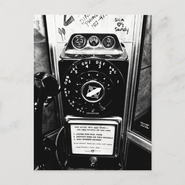 Vintage Telephone Booth Postcard (Front)