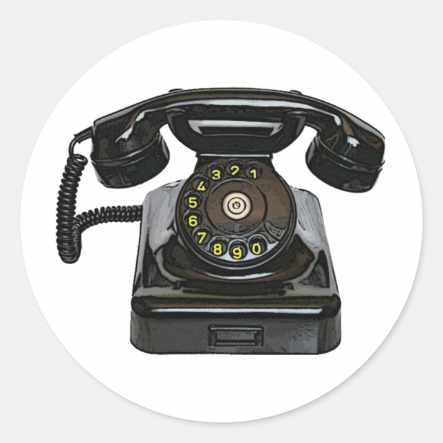 Vintage telephone round stickers (Front)