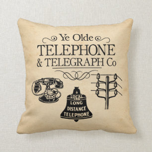 Vintage Telephone Seat Throw Pillow