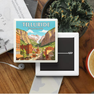 Vintage Telluride Colorado 2 Inch Square Button