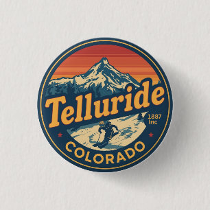 vintage Telluride colorado skiing outdoor gifts 1 Inch Round Button