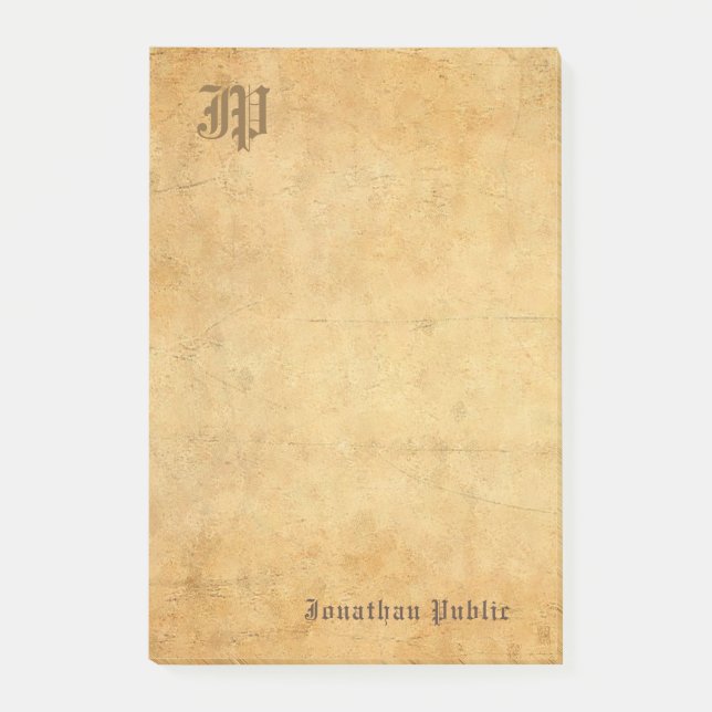 Vintage Template Elegant Handwritten Monogram Post-it Notes (Front)