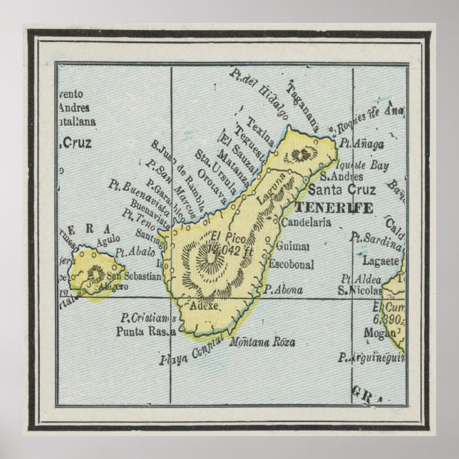 Vintage Tenerife Island Map (1901) Poster (Front)