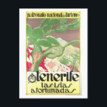 Vintage Tenerife Travel Poster Postcard<br><div class="desc">This postcard is a reproduction of a vintage travel poster for Tenerife in the Canary Islands of Spain.</div>