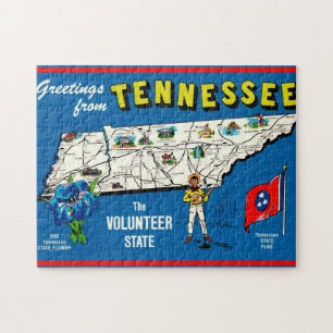 Vintage Tennessee 11x14 Map Jigsaw Puzzle