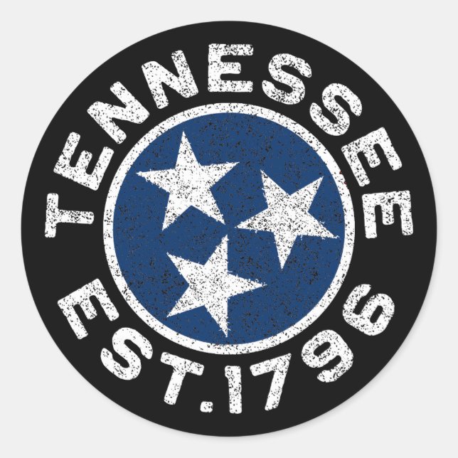 Vintage Tennessee Classic Round Sticker (Front)