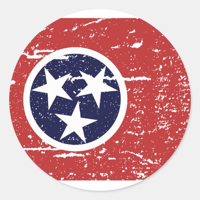Vintage TENNESSEE Flag Classic Round Sticker (Front)