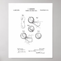 Vintage Tennis Ball Patent Poster, Original Ball