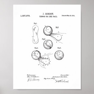Vintage Tennis Ball Patent Poster, Original Ball Poster