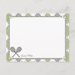 Vintage Tennis Personalized Flat Note Cards