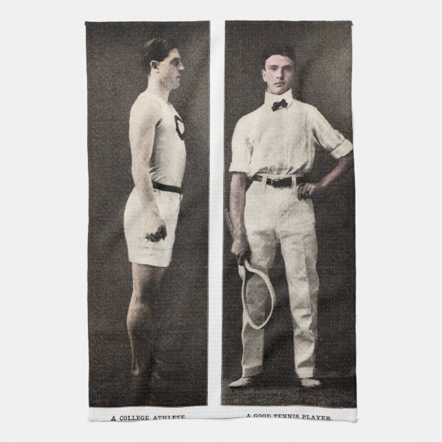 Vintage Tennis Player Athlete Pro Kitchen Towel (Vertical)