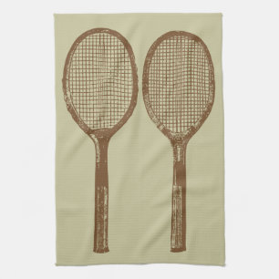 Vintage tennis rackets kitchen towel