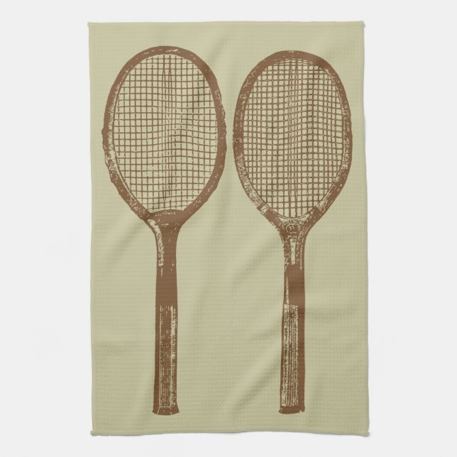 Vintage tennis rackets kitchen towel (Vertical)