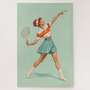 Vintage Tennis Serve Illustration Jigsaw Puzzle