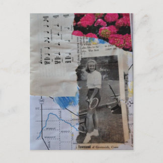 Vintage Tennis Woman Collage Postcard